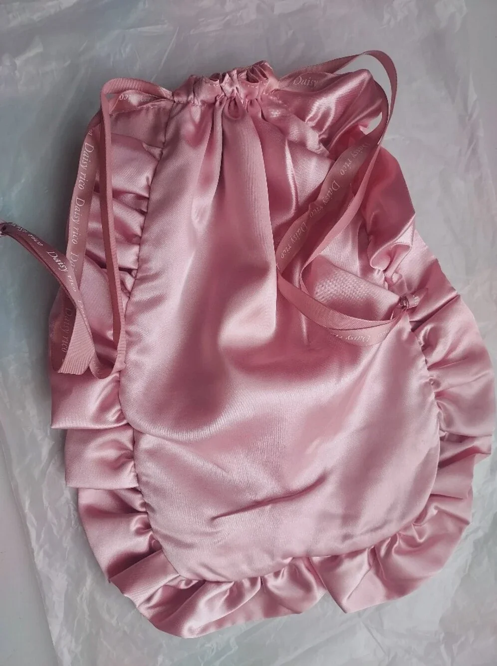 Japan brand Pink lace Satin Lace cloths cosmetic drawstring bag pouch
